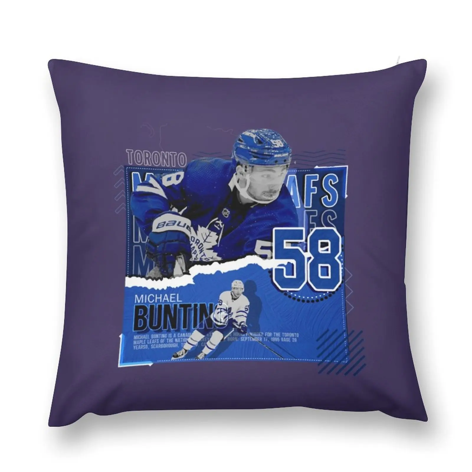 Michael Bunting Hockey Paper Poster Maple Leafs Throw Pillow Cushion Cover Set Plaid Sofa Cushions For Decorative Sofa pillow