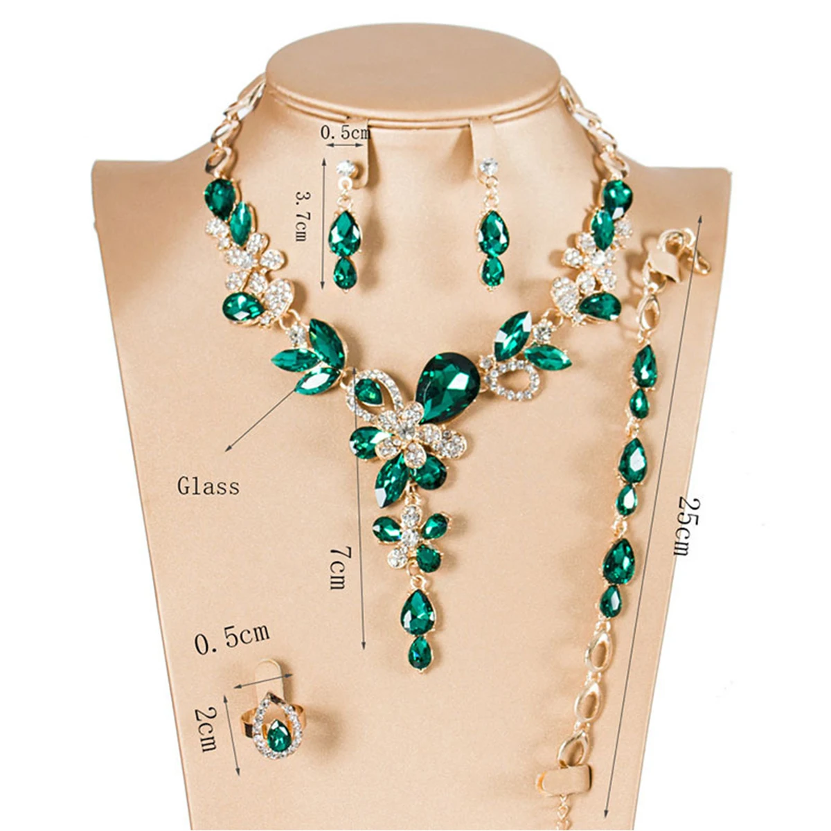 Super Flash Crystal Glass 4 Pcs Jewelry Set for Women Temperament Wedding Bridesmaid Accessories Gifts Trendy Geometry Jewelry