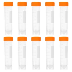 10 Pcs Centrifuge Test Tube 50 Ml Bottles with Caps Tubes Screw Vials Scientific Experiments Pointed Bottom Empty