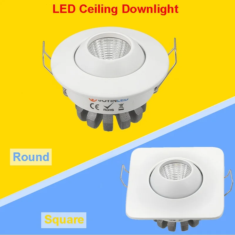 3W LED Spot Light New Design Adjustable Round/Square LED Downlight COB LED Ceiling Recessed Lights Indoor Lighting AC110V 220V
