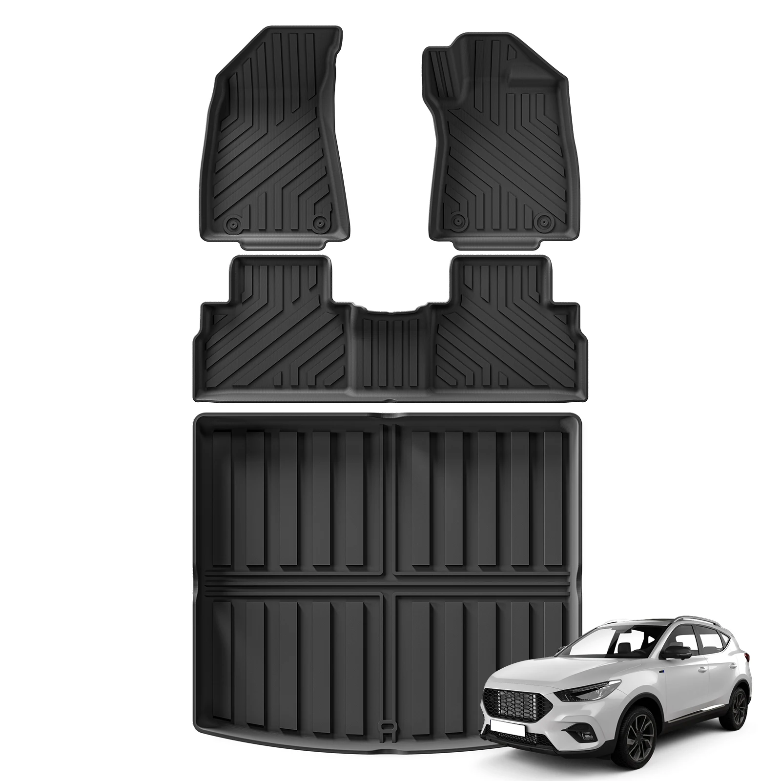 RHD-Fußmatten für MG ZS EV 2023 2024 2025 TPE 3D-Autofußmatten Kofferraummatte Wasserdichtes Allwetter-Zubehör Schwarz – Detail 7