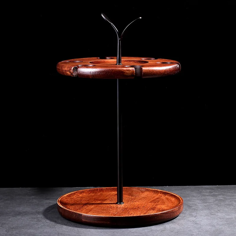 6個収納可能 逆さワイングラスラック 木製吊り下げカップホルダー 無垢材 赤ワインディスプレイスタンド グラスオーガナイザー