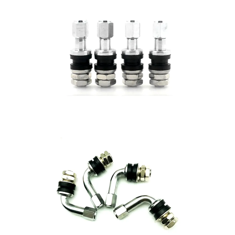 4pc short Bolt in Tire Valve Stems Chrome Metal High Pressure Flush With Stem Caps 45 90 DEGREE ANGLE TR38/TR48