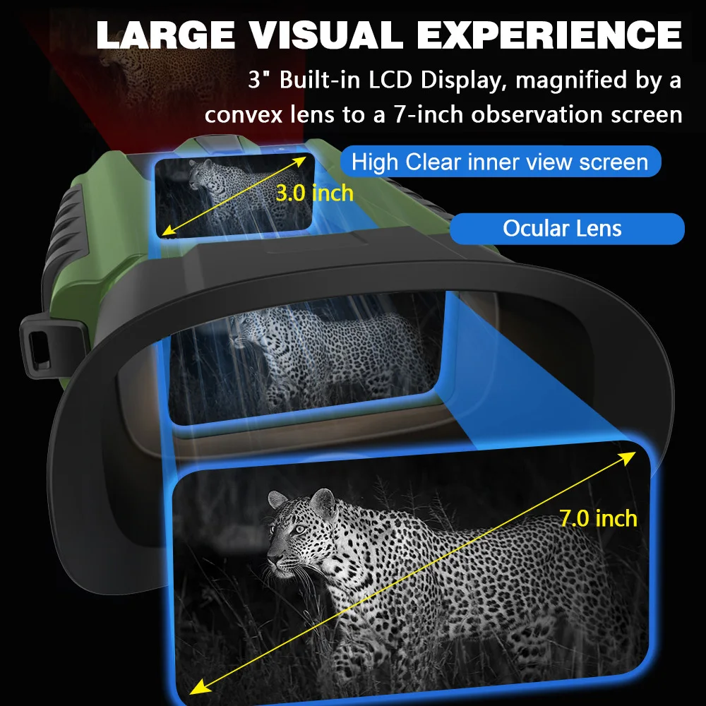 大人用ナイトビジョン双眼鏡 フルカラーナイトビジョン バックライト付きボタン 4倍光学ズーム 8倍デジタルズーム 250-300m 視聴可能
