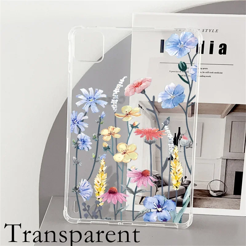 Case For Xiaomi Pad 6/6Pro 5/5Pro Tablet Anti-fall Silicone Clear Cover For Redmi Pad SE 2023 11 inch 10.6 Flower Pattern Cases