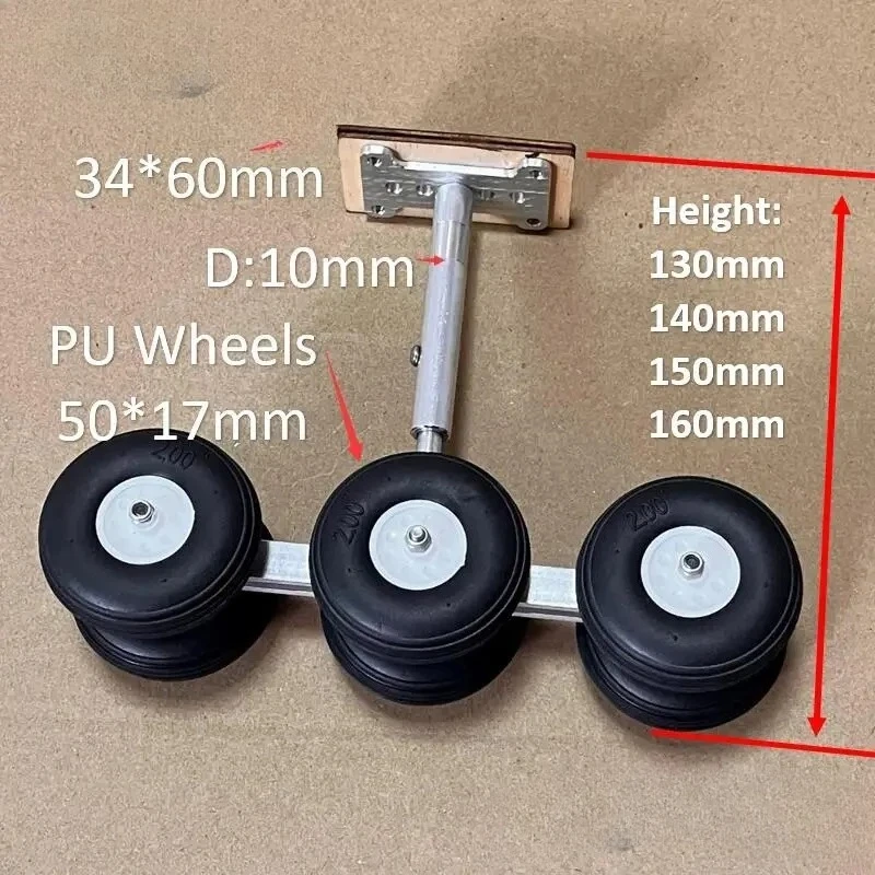 Height 130 140 150 160mm PU or EVA 6 Wheels Damping Landing Gear for RC Plane DIY Airplane Models Airliner Airbus Spare Parts