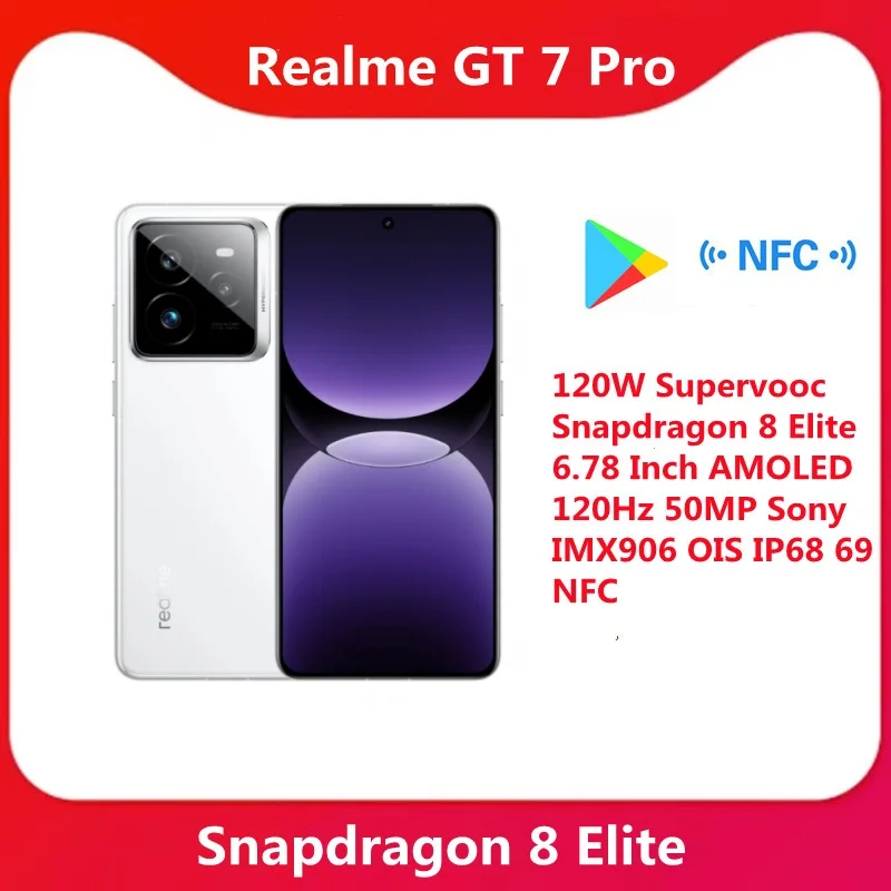 Unlocked Original Realme GT 7 Pro 6500mAh 120W Supervooc Snapdragon 8 Elite 6.78 Inch AMOLED 120Hz 50MP Sony IMX906 OIS IP68 69