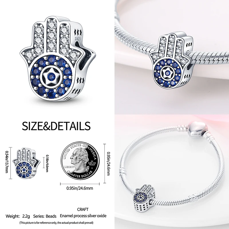 Abalorio de cuentas de circonita serie Azul para mujer, compatible con pulsera Pandora 2023 Original, colgante de plata, regalo de joyería
