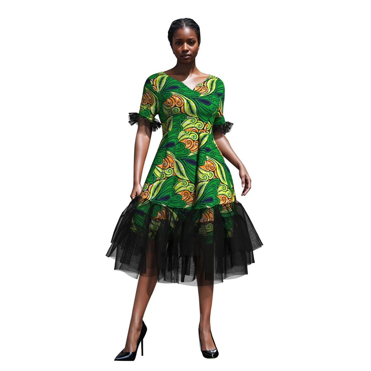 

Африканские платья из пряжи для женщин, Анкара Дашики, платья с короткими рукавами, африканское вечернее свадебное платье, нигерийская женская одежда Wy11161