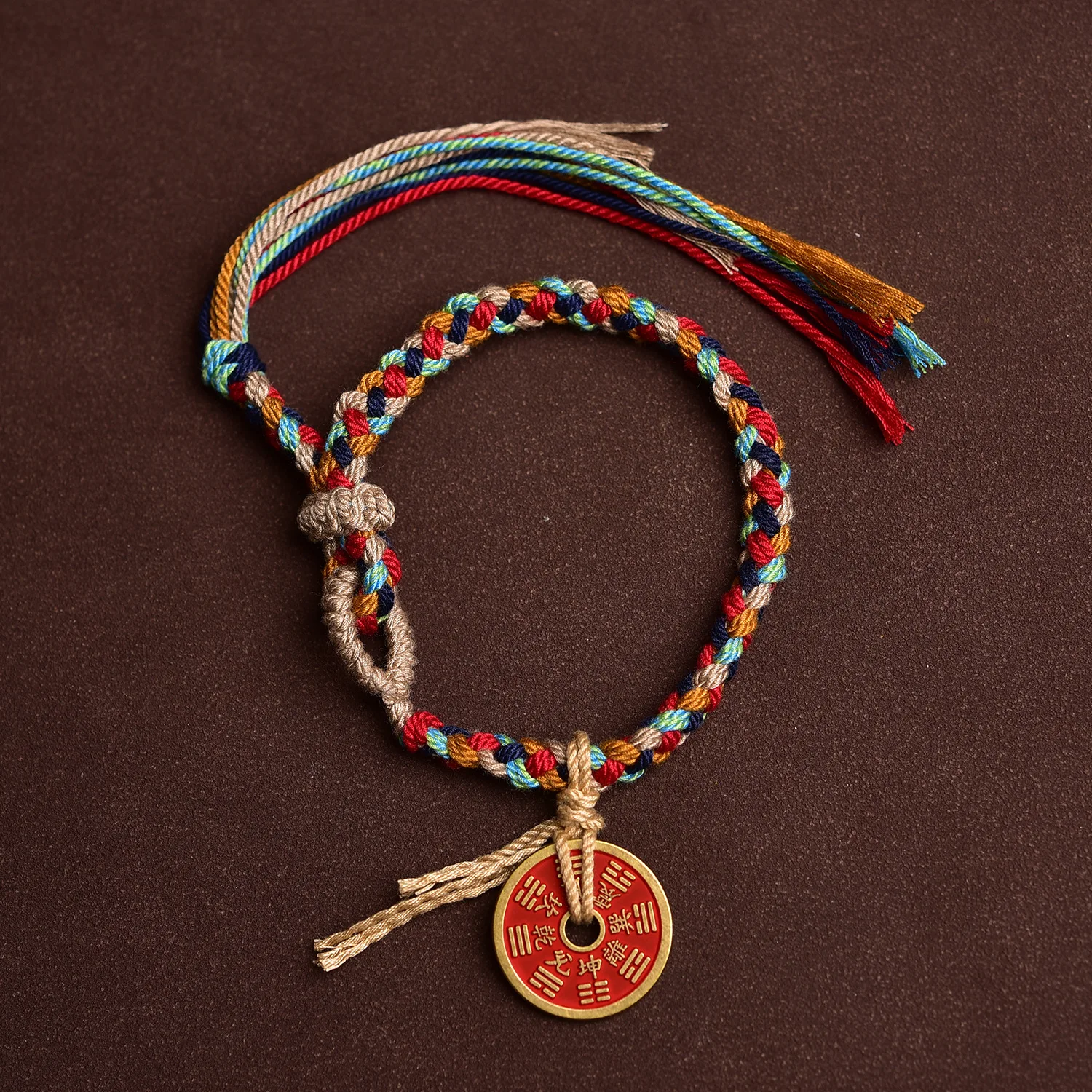 Handmade Good Lucky Tibetan Bracelet Colorful Thread Charm Rope Bracelet & Bangles Knots Red Thread Coin Bracelets Original