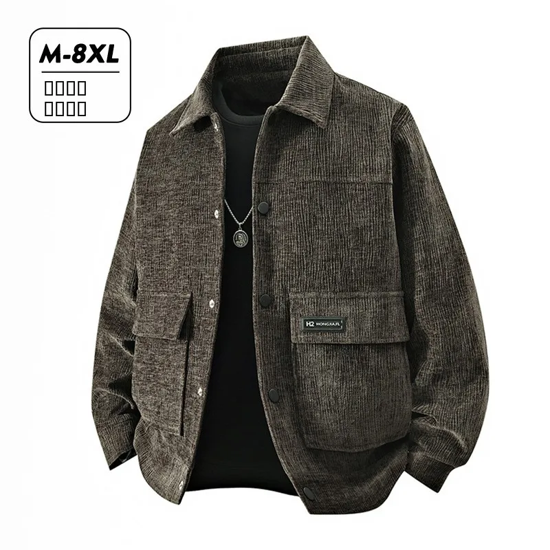 

Trendy plus Size Men's Jaet Retro American Collar Oversized Workwear Coat Spring Autumn Large Outerwear Faionable Men's C...