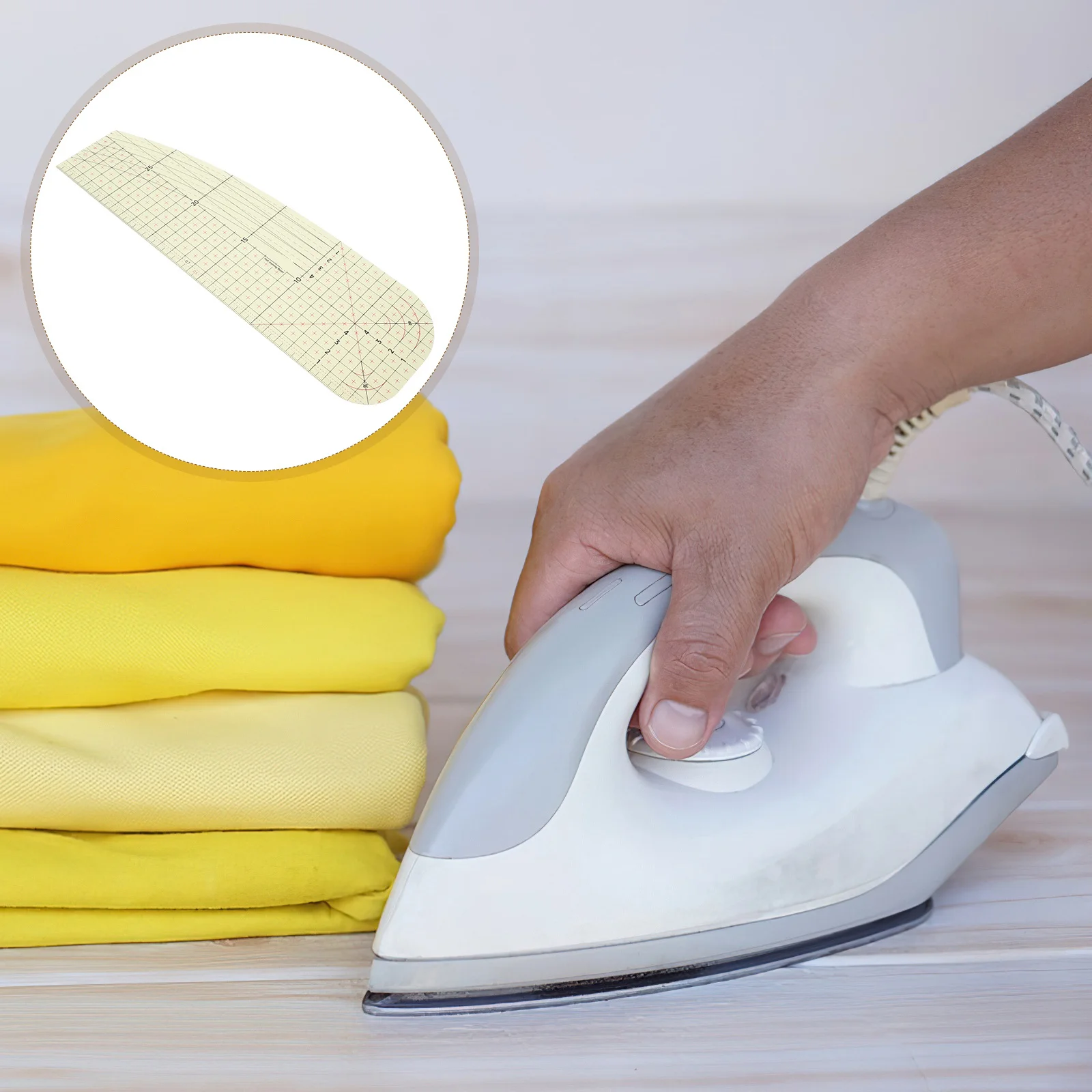 

Iron Ironing Ruler Hot Pressing Tool for Sewing Hemming Heat Resistant Plastic Neckline Transfer Rulers