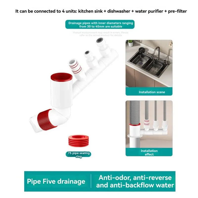 SEWS-Floor Drain Pipe Sewer Pipe Wall Drainage Washing Machine 4 Joint 360° Rotation Anti-Odor Customer Demand B