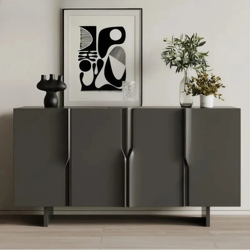 

A Nordic paint dining side cabinet Solid wood entry porch cabinet Modern simple and multi-functional