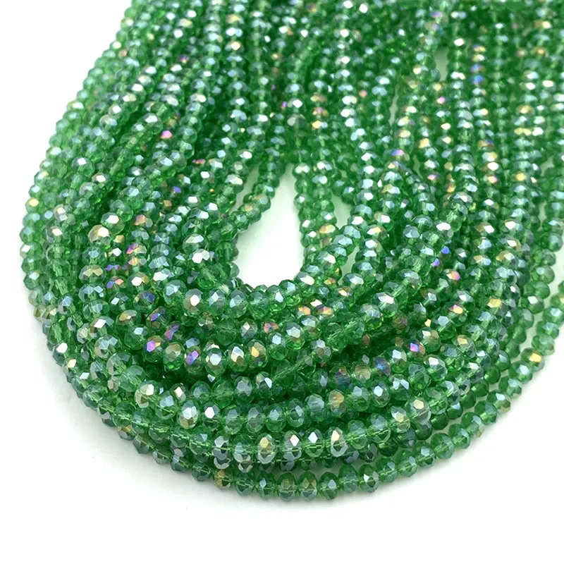 Blue Green 2 3 4 6 8mm Crystal Beads for Jewelry Making Accessories Rondelle Loose Spacer Faceted Glass Beads DIY Bracelets