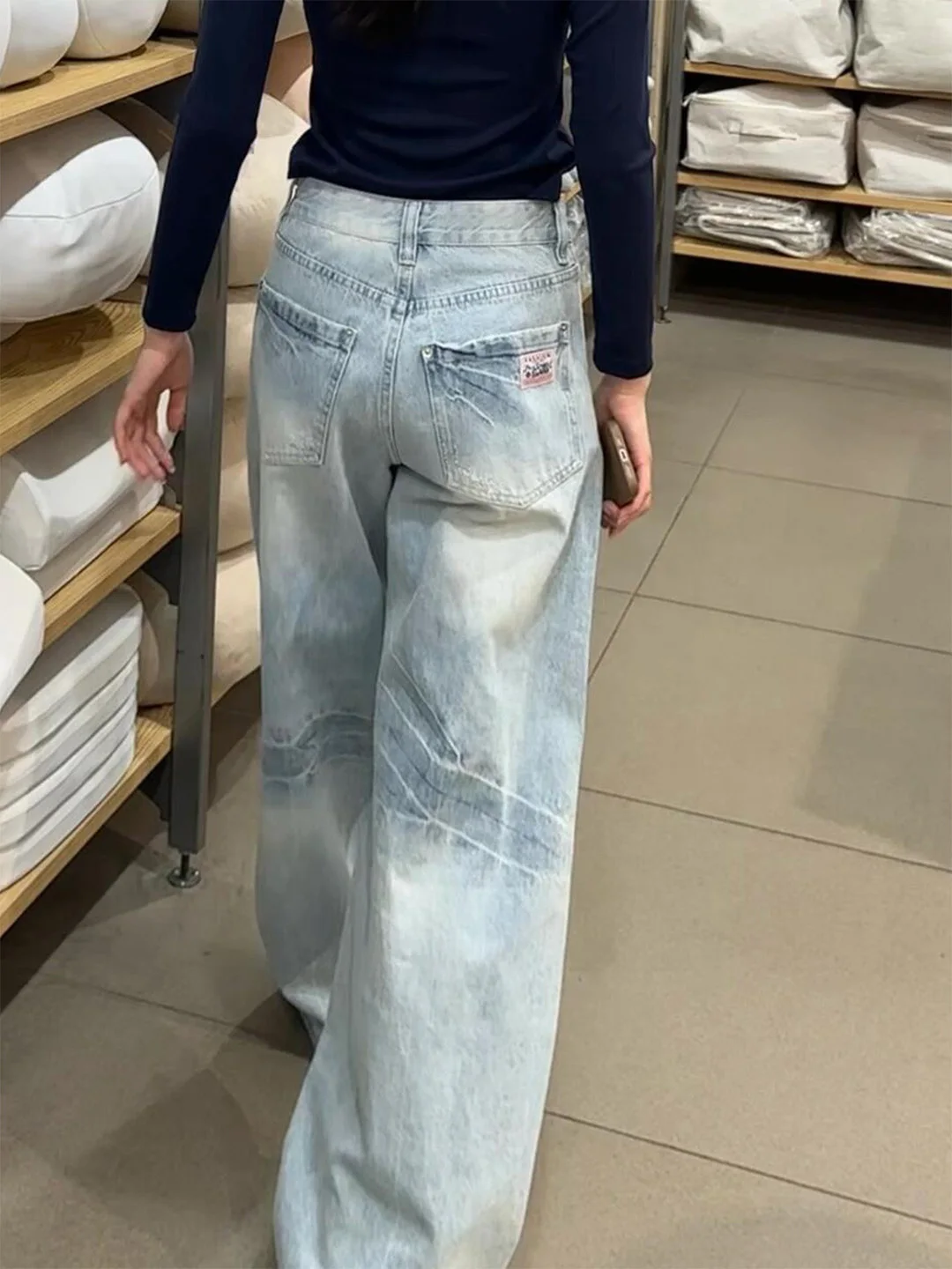 

Summer 2026 Loose Women's Jeans High Street Style American Narrow Version Lazy Wide Leg Pants Natural Waist Jeans