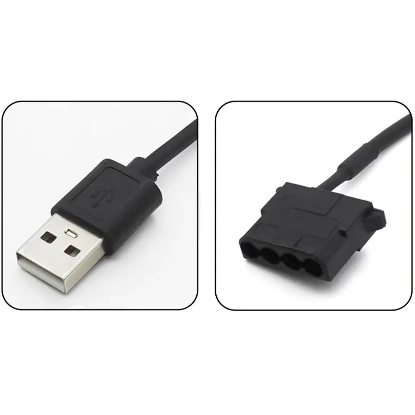 USB para 4 Pin Molex com Switch, PC Fan Cabo Conector, Cabo de 12V a 5V, 30cm