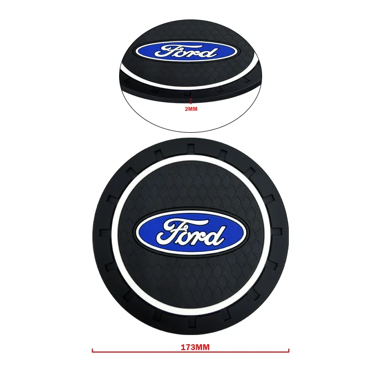 Car Logo Coaster Water Cup Seat Cushion Anti Slip Pad For Ford Focus Mondeo Kuga Fiesta MK7 Escort Explorer Edge 2 4 MK2 MK4