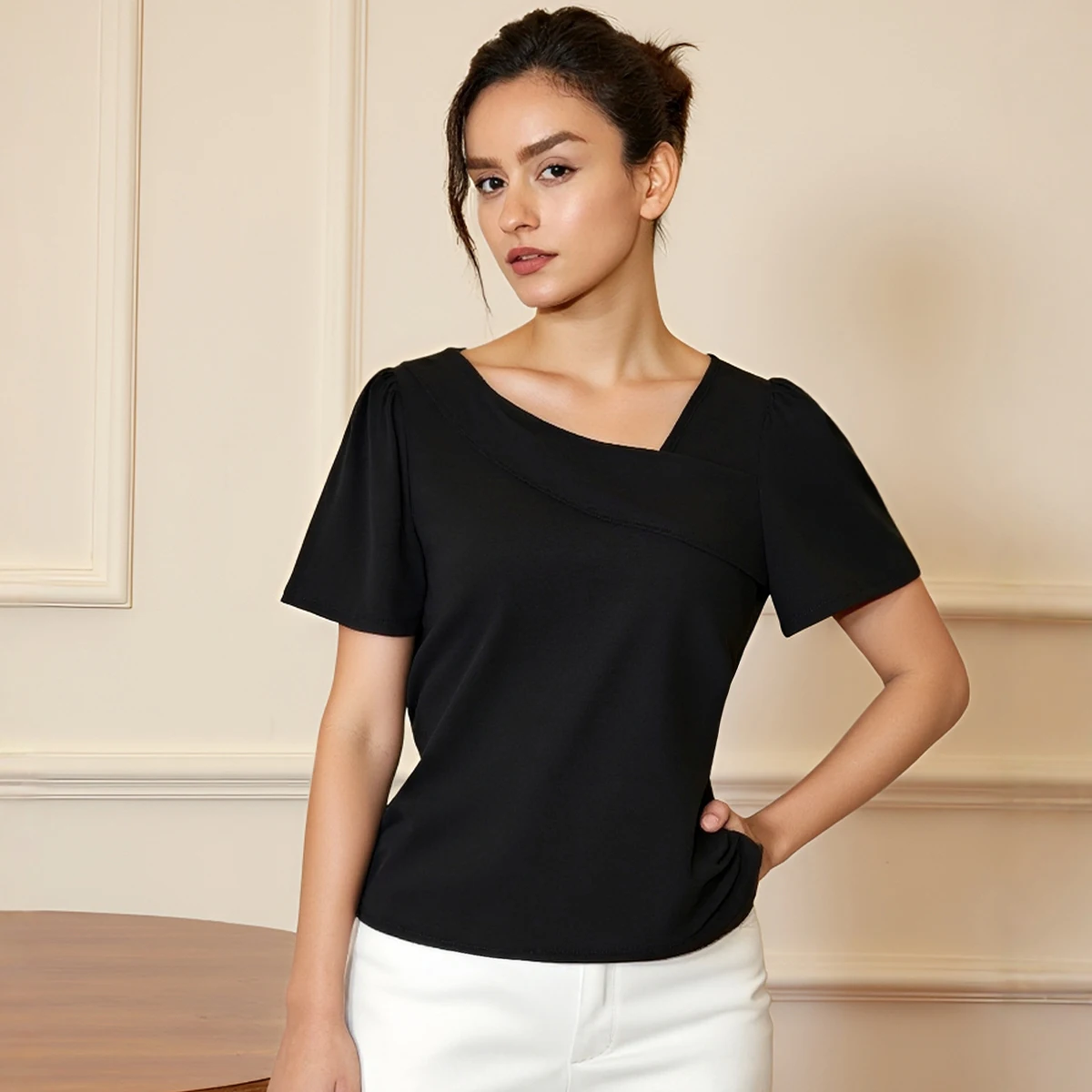 

Women's T-Shirts All Season Daily Basic Solid Color Short Sleeve V-Neck Daily T-Shirts