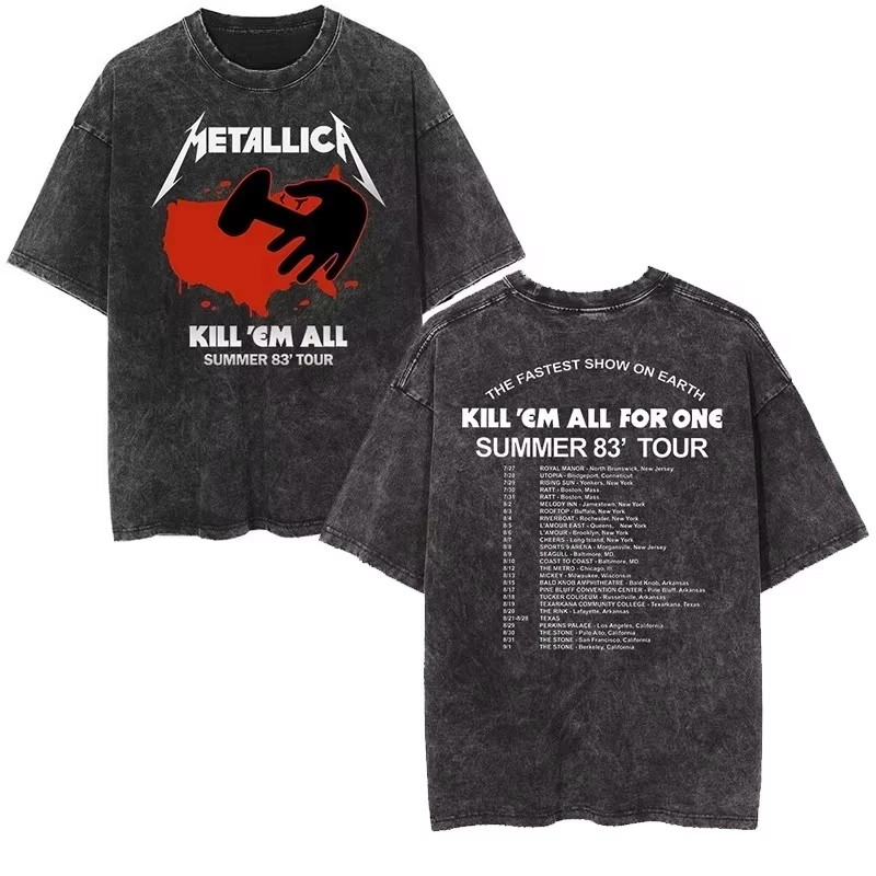 2026 Sommer Seltenes Metallica Rock Band Vintage Washed T-Shirt – Retro High-End Luxus für Damen und Herren Y2K T-Shirts – Detail 7
