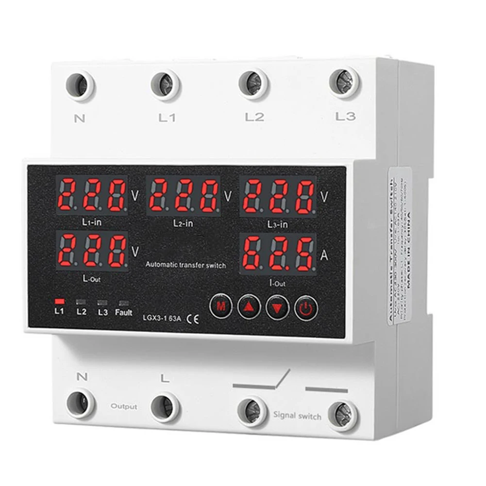

For Electrical Devices 63A Transfer Switch 5-display Voltage Protector Comprehensive Protection Flexible Settings
