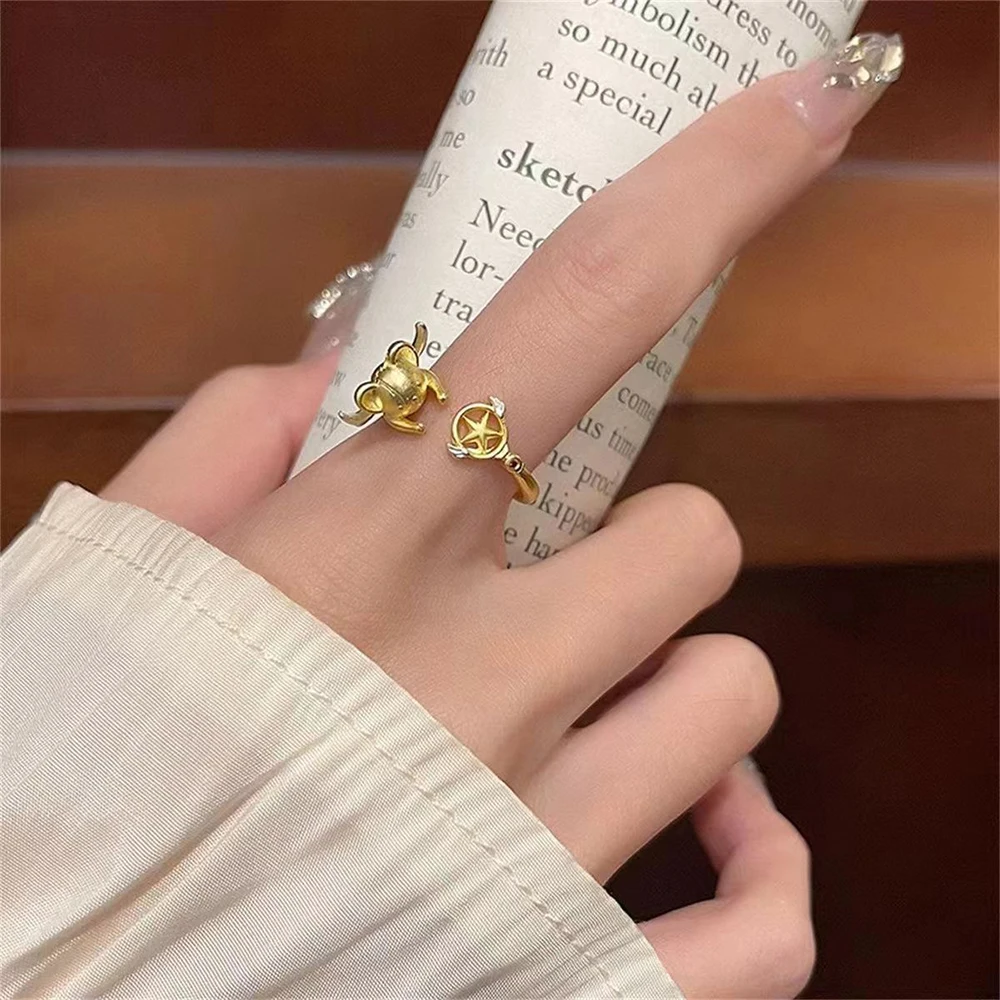 Anime Card Captor Sakura KINOMOTO SAKURA CERBERUS Cosplay Ring Girl Kawaii Cartoon Rings Jewelry Accessories Christmas Gift