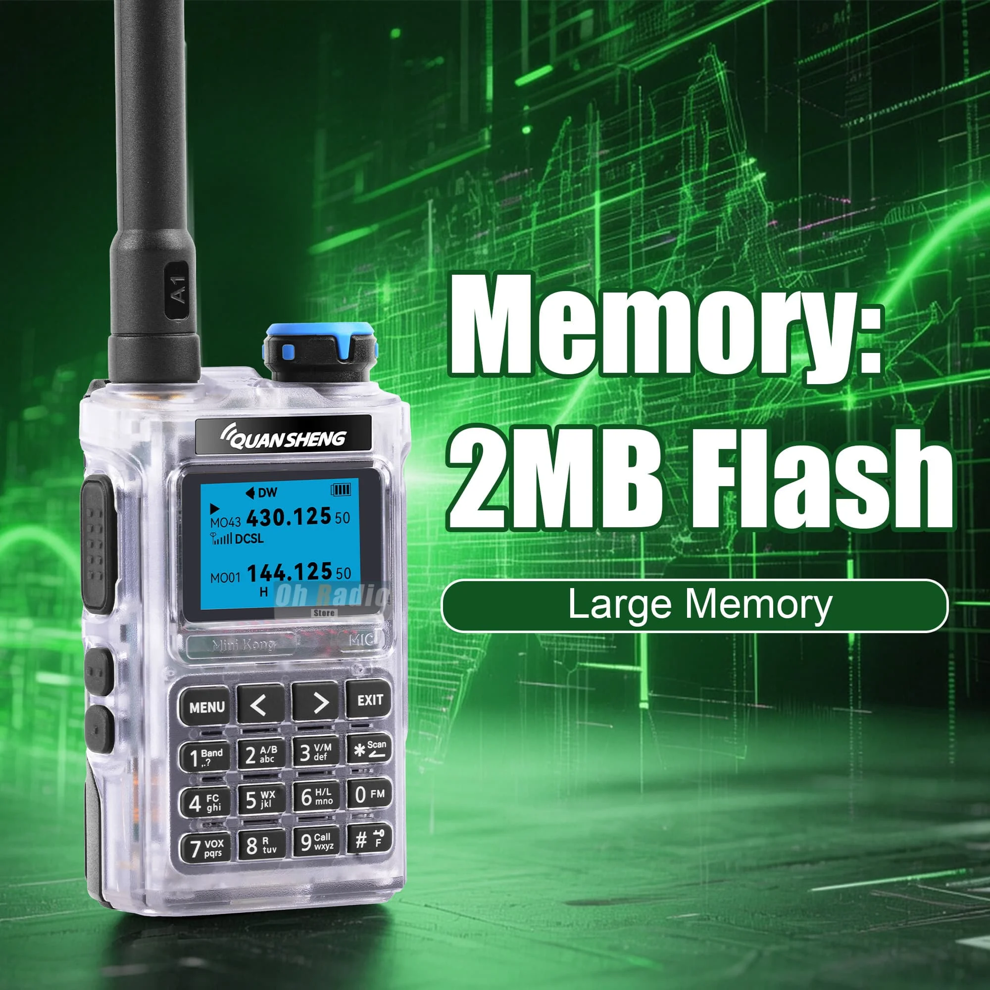 QUANSHENG K1 Multi-Band Walkie Talkie Air Band Aviation Receive Wireless Copy One Key Freq Match Type-C NOAA UV-K1 Two Way Radio