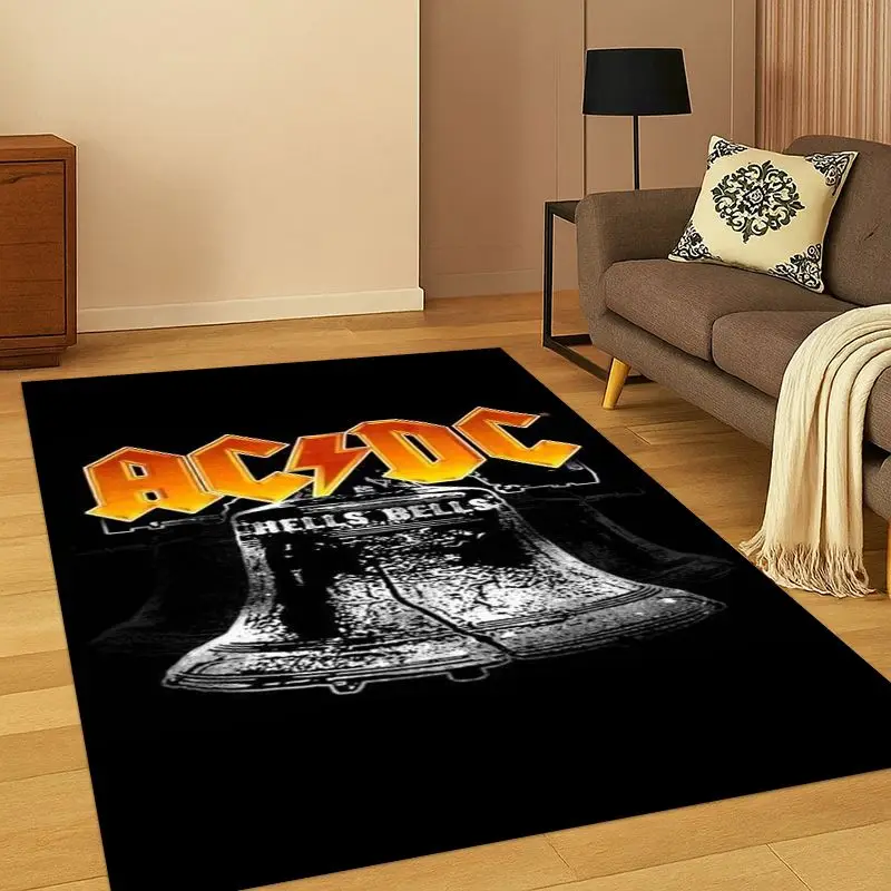 Fashion ACDC Rock Band Sign Catoon Living Room Non-Slip Area Rug Soft Carpet for Bedroom  Playroom Sofa,Home Decor Doormat