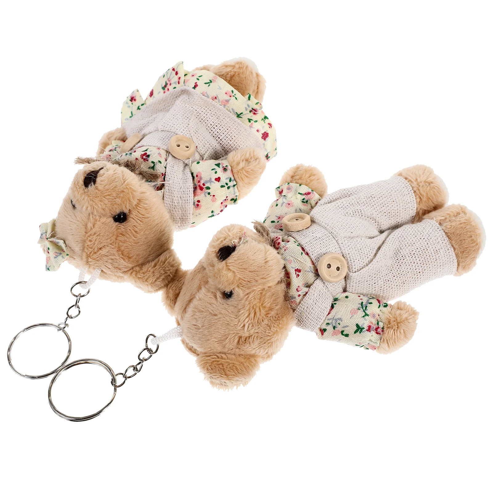 2 Pcs Rabbit Keychain Sturdy Plush Calico Fine Craftsmanship Fabric Decoration Pendant Lovely Gift