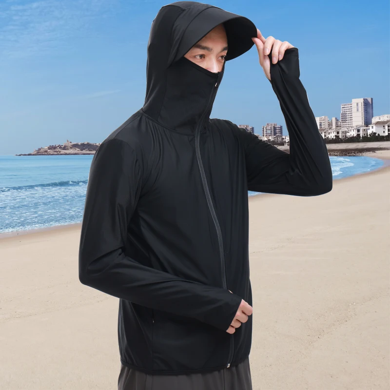 

Men's Ice Silk UV Protection Clothing Summer New Style Thin Breathable Large Size Fishing Sun Protection Outerwear Jacket