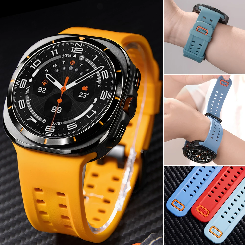 Original Marine Band für Samsung Galaxy Watch 9 8 Classic 44mm 40mm Silikonarmband für Samsung Galaxy Watch Ultra 2 2026 47mm