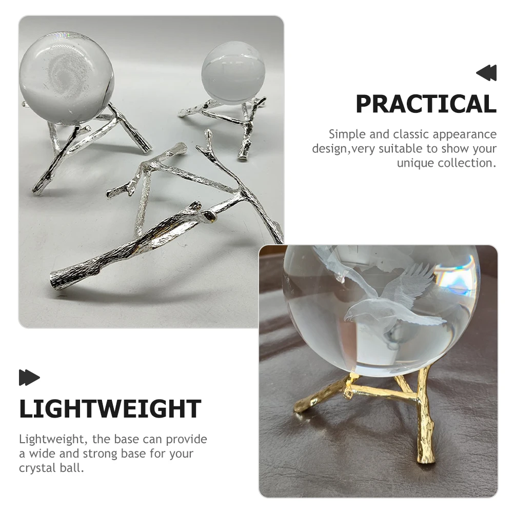 

2pcs Crystal Ball Display Stand Lightweight Metal Sphere Holder Decorative Home Accessories Stable Base Table