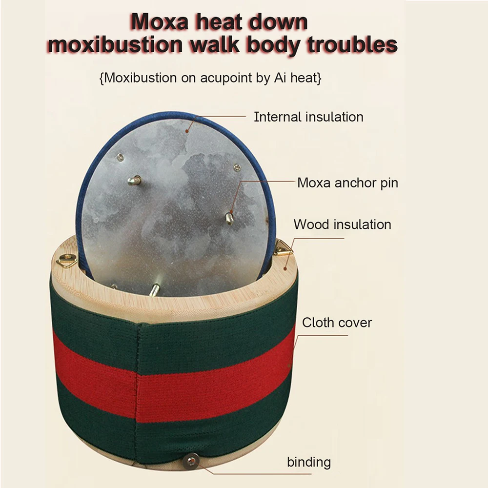 Solid wood Smokeless moxibustion jar Suspending Fire Light Direct Radiation Body Massage Device Warm Compress Acupunture Therapy