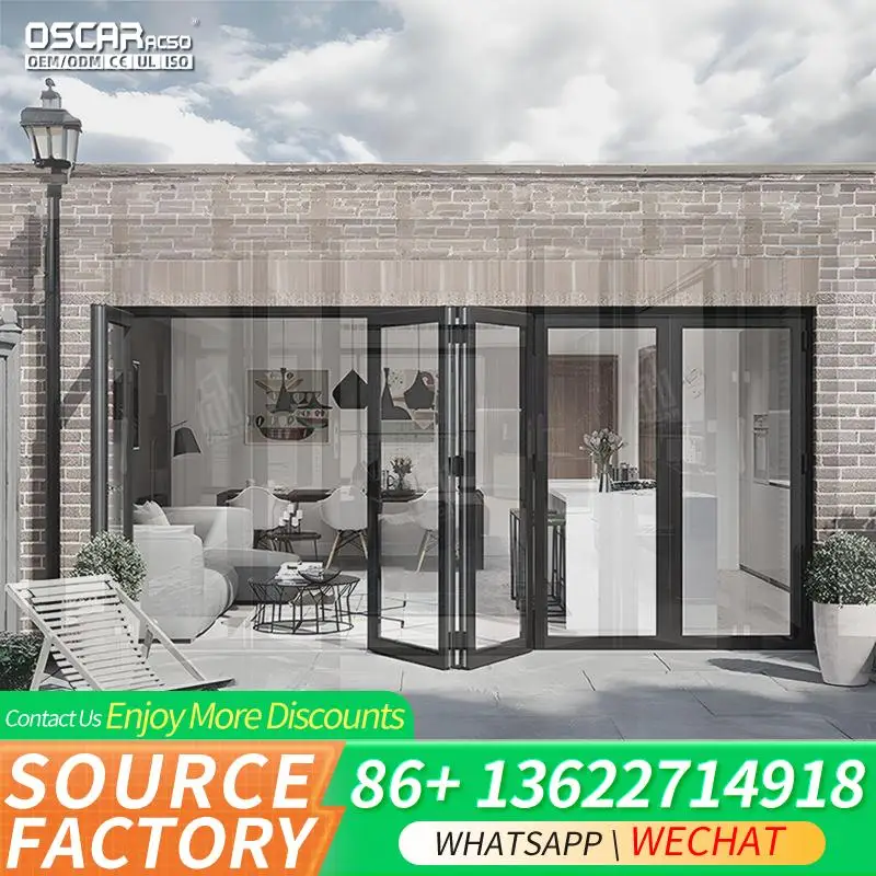 

Противоугонная термоподвесная стеклянная алюминиевая складная дверь для наружного балкона, складная дверь дома виллы