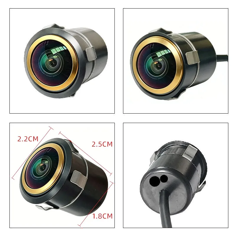 Punched reversing image reversing camera 18.5mm CVBS Golden fisheye glass lens night vision HD car image universal