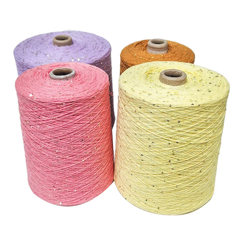 250grams Cotton Yarn Glitter Sequin Knitting Yarn Sparkly Crochet Thread DIY Crafts for Sweater Shawl Scarf