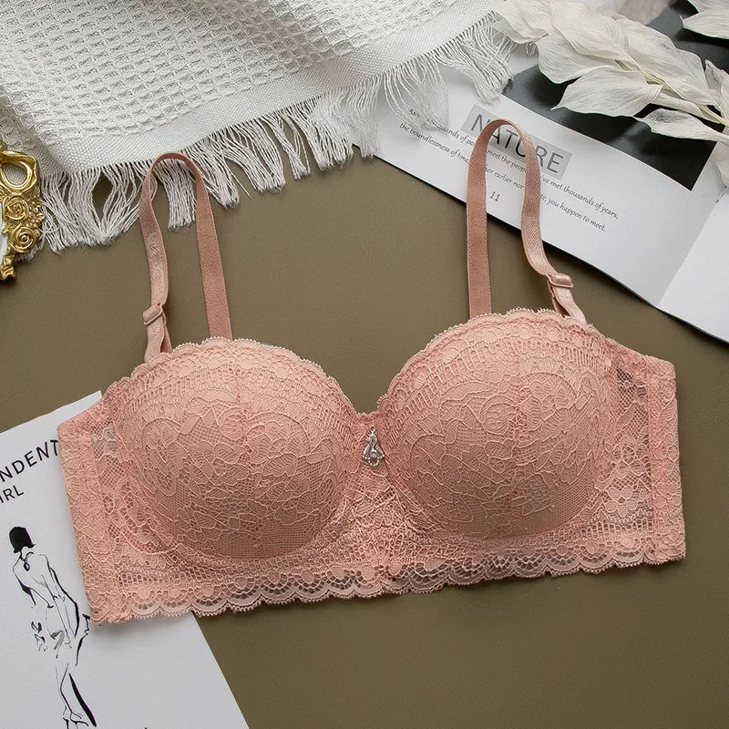 Hot 1/2 Cup Thin Underwear Small Bra Wireless Adjustable Lace Women\'s Bra Breast Cover Lace Bras