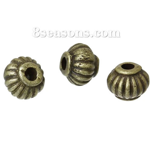 DoreenBeads Zinc metal alloy Spacer Beads Halloween Pumpkin Antique Bronze About 5mm x 4mm, Hole:Approx 1.3mm, 30 PCs