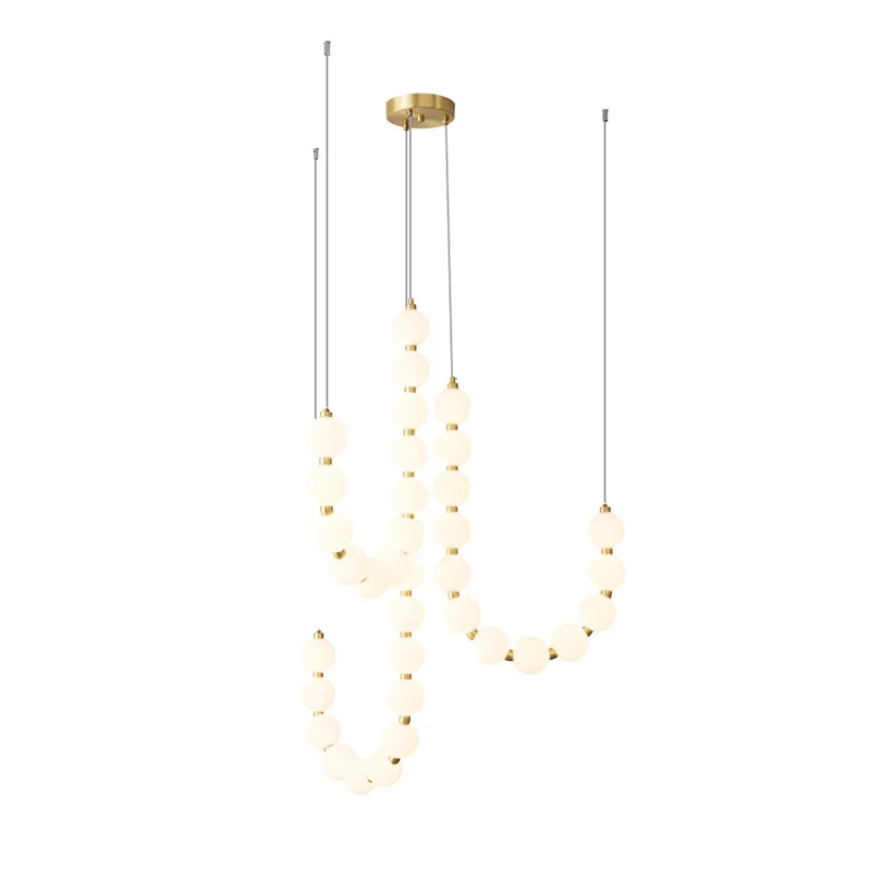 LED Funky Pearl Necklace Gold Chrome Black Hanging Lamps Chandelier Lighting Lustre Suspension Luminaire Lampen For Living Room