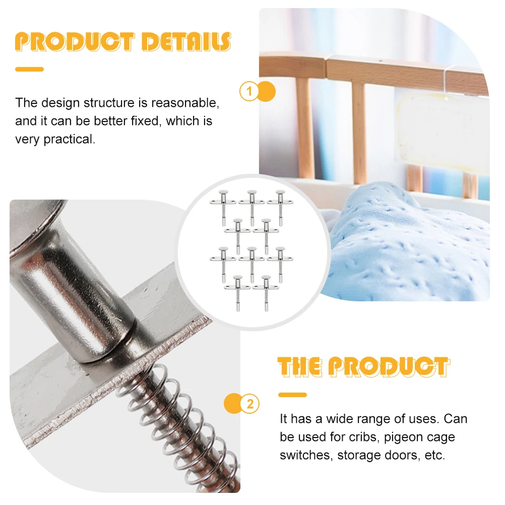 

10pcs Spring Plunger Latches M5x70 for Crib Door Storage Bolt Steel Durable Steel Plunger Latches Hardware Child Bed
