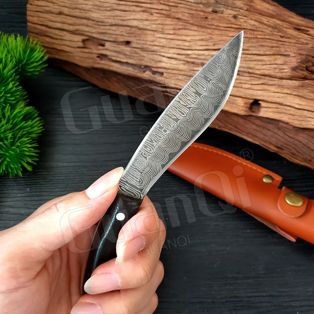 3 Inch Forged Boning Knife Damascus Pattern Cooking Knife Stainless Steel Cleaver Knife Vegetables Slicing Kitchen Knife