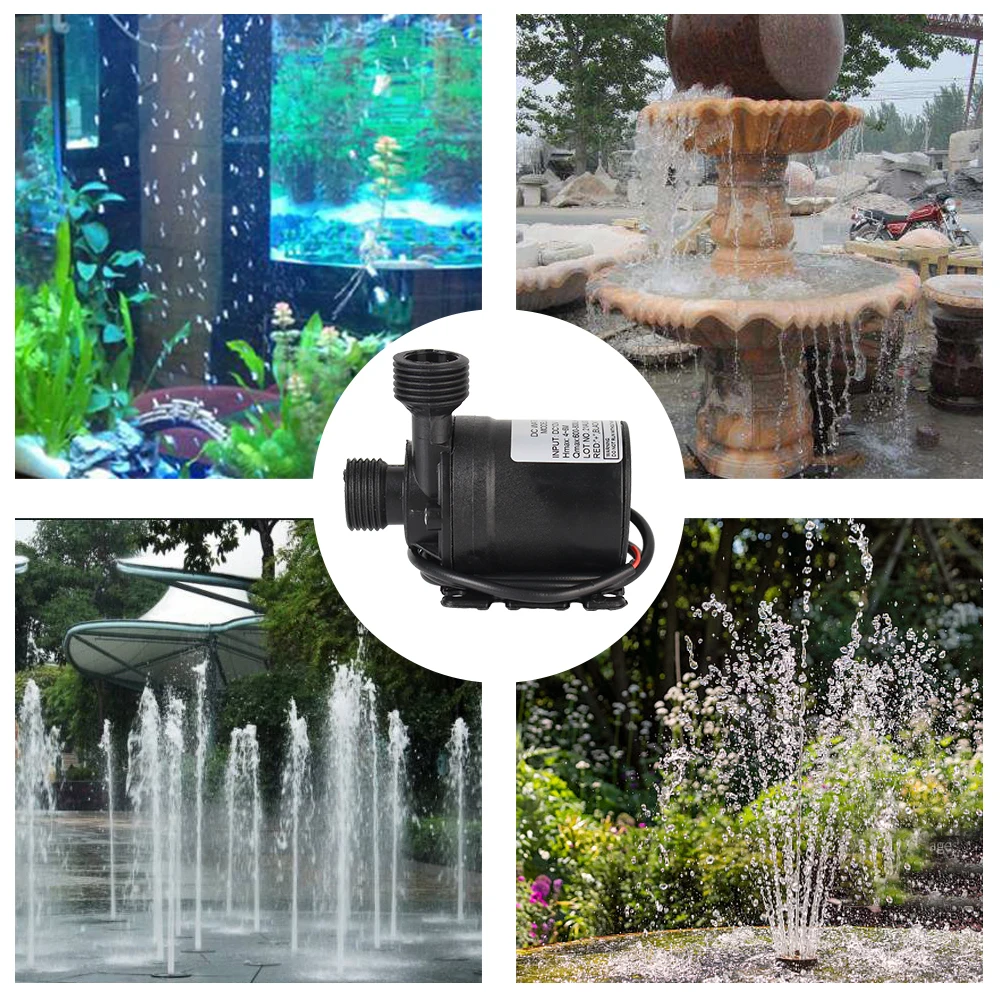Mini bomba de agua sumergible ultrasilenciosa, 12V de CC, sin escobillas, 800L/H, jardín, portátil, 5M, sistema de refrigeración, calentador de