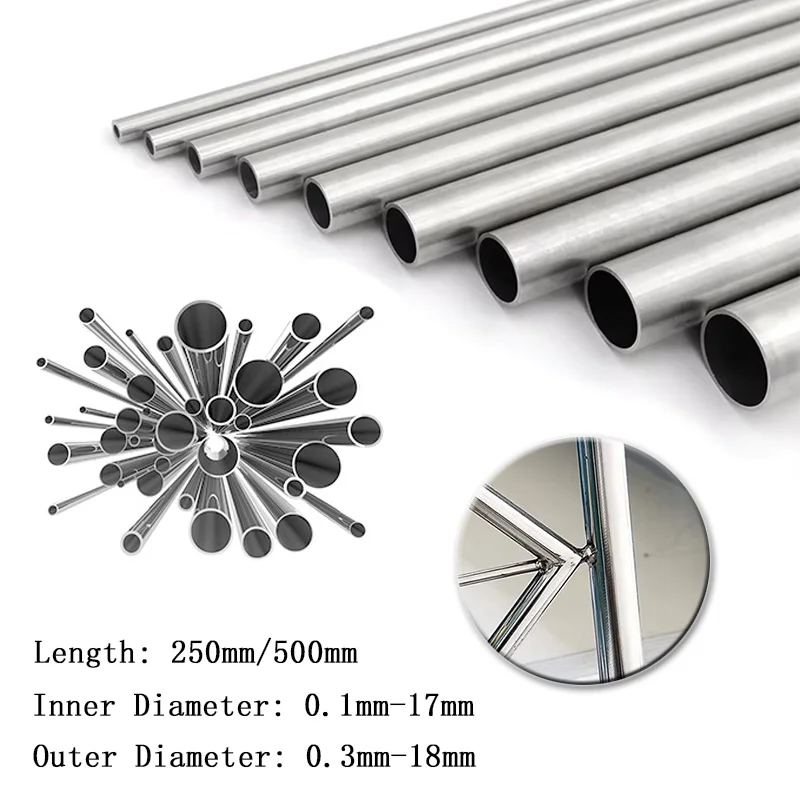 1-10Pc 304 Stainlesss Steel Round Capillary Seamless Straight Tube 4x2mm 8x6mm 13x11mm 14x12mm 10x8mm 16x14mm18x16mm 250mm/500mm