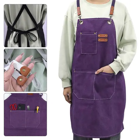 1pcs Waterproof Kitchen Apron Oil-proof for Women Men with Large Pockets for or Coffee Bar Restaurant Shop Waiter Work Uniform