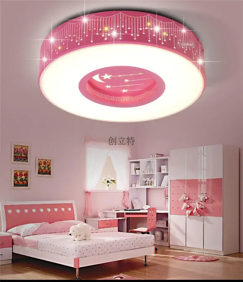 Children Room star LED Ceiling Lamps Round Ceiling Led Boy Girl Bedroom Lamp Reduced Ceiling Lights Lovely Blue/Pink /White