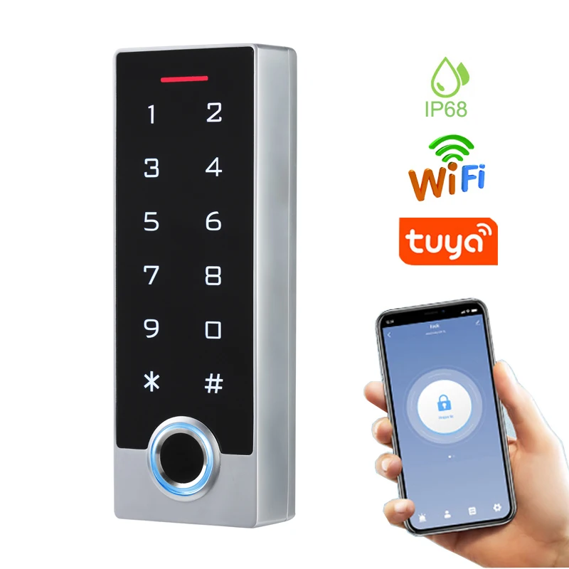 

TF2 IP68 Waterproof WIFI Tuya APP Biometric Fingerprint Access Controller Metal RFID Card Standalone Door Access Control System