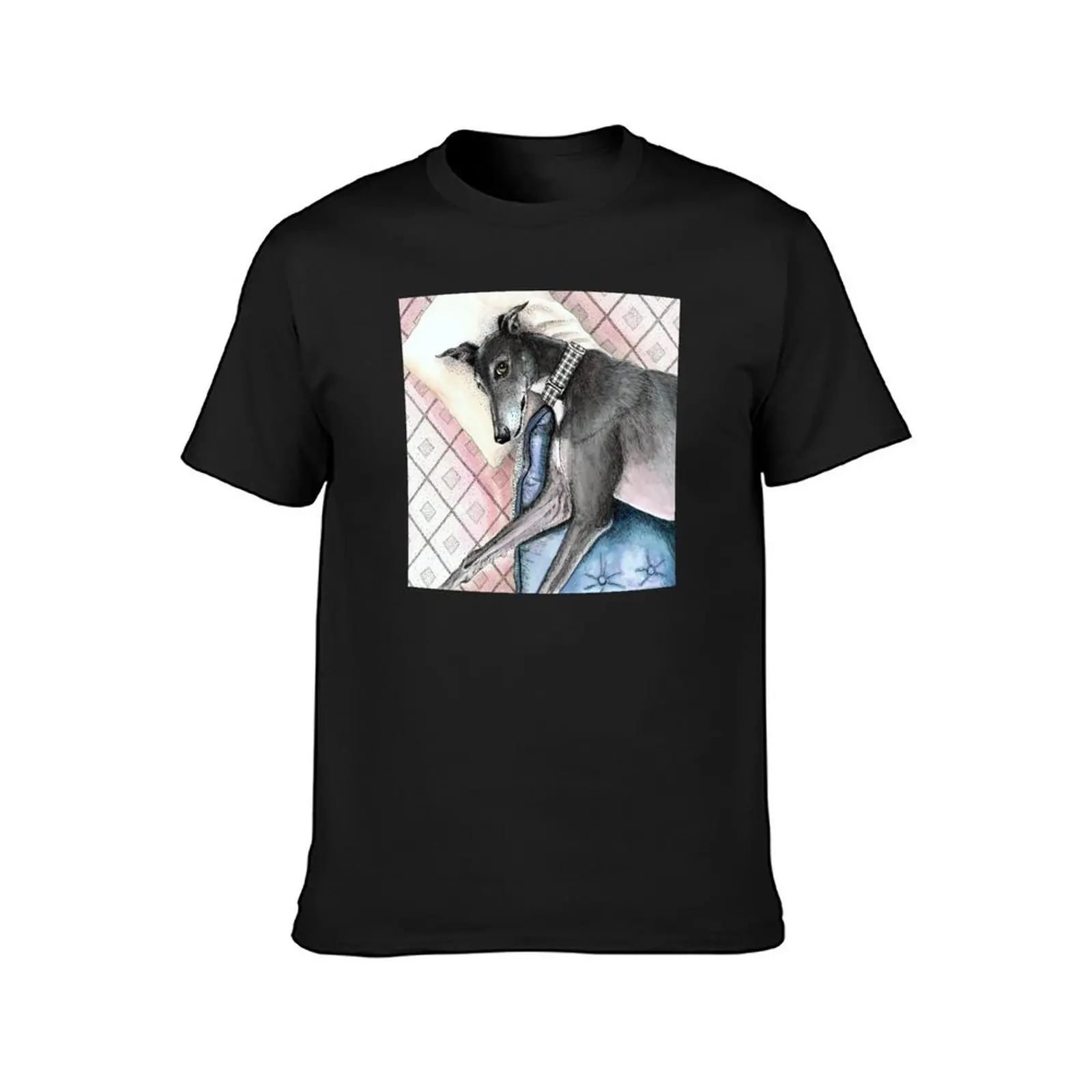 Lazy Greyhound T-Shirt plain customs design your own cute tops blacks mens t shirts