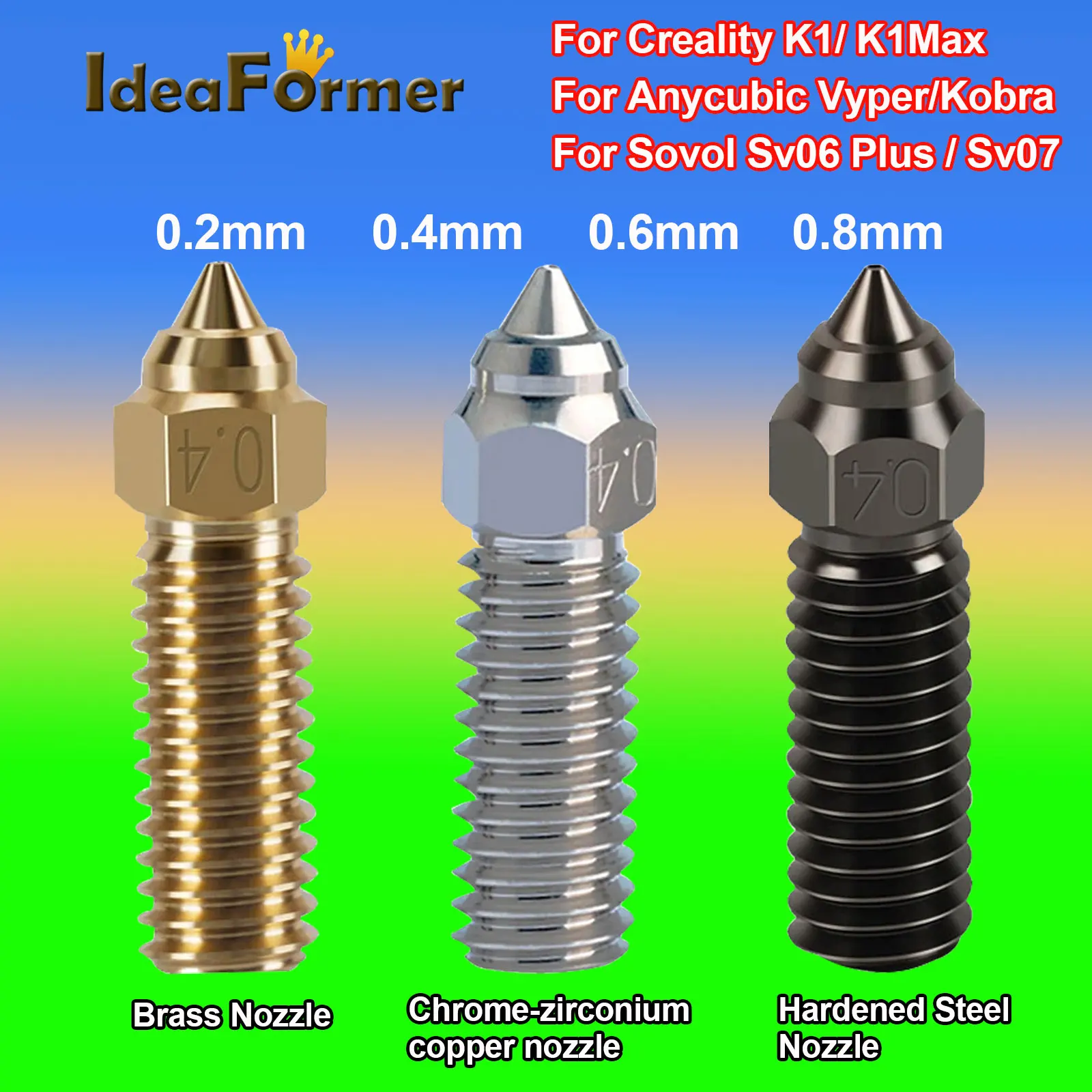 1/2PC Volcano Nozzle For creality K1Nozzle creality K1 Max Anycubic Vyper Creality K1 Parts Nozzle For 3d Printer Volcano Hotend