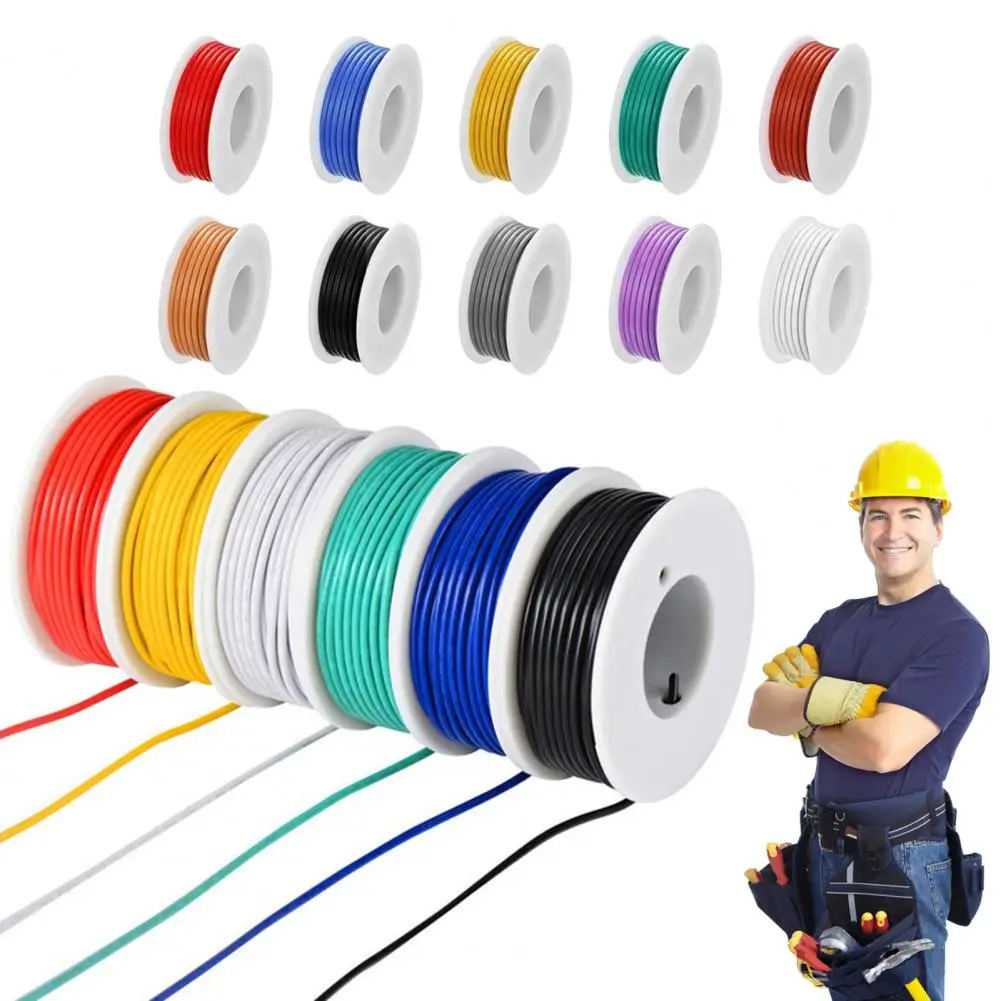22 Gauge 22 AWG Stranded Electric Wire 1.7mm Diameter Silicone Insulated Tinned Copper 60 Strands Electrical Hookup Wire