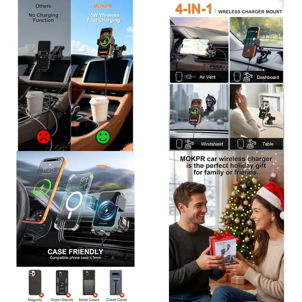 

Universal Car Air Vent Phone Holder, Compatible with iPhone 17/16/15/14/13 Pro/12 Pro/12/11/X/8, Samsung S24/S23/S22